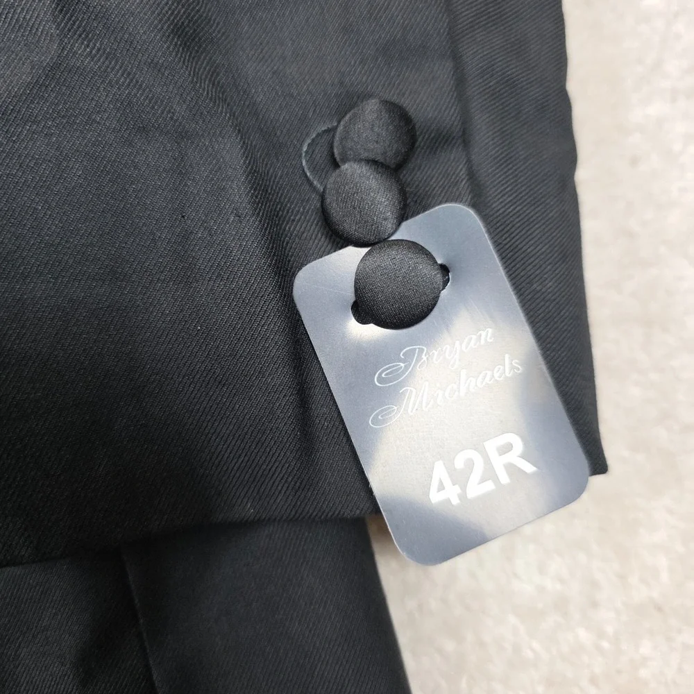 Bryan Michaels Tuxedo Blazer Mens 42R Black Paisley Lining Single Breasted NWT
